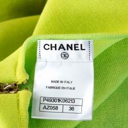 Chanel Lemon Green Knit Zip Detail Sheath Dress S