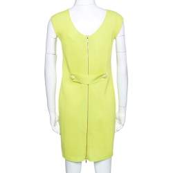 Chanel Lemon Green Knit Zip Detail Sheath Dress S