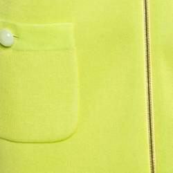 Chanel Lemon Green Knit Zip Detail Sheath Dress S