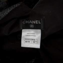 Pre Owned Chanel Black Floral Jacquard Metallic Weave Detail High Waisted Trousers L