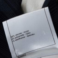 مملوكة مسبقًا Chanel Navy Blue Rib Knit Contrast Trim Detail Midi Dress M