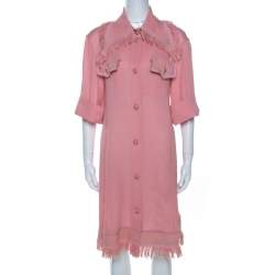 Chanel Pink Silk Crepe Fringed Shift Dress M