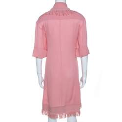 Chanel Pink Silk Crepe Fringed Shift Dress M