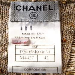 Chanel Beige Lurex Tweed Belted Cardigan L