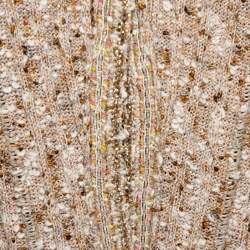 Chanel Beige Lurex Tweed Belted Cardigan L