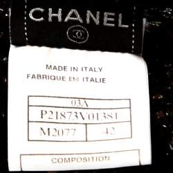 Pre Owned Chanel Black Lurex Tweed Alpaca Wool Cardigan L