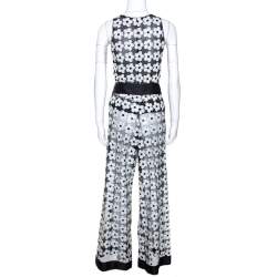 Chanel Monochrome Floral Sequined Mesh Palazzo & Top Set M