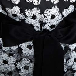 Chanel Monochrome Floral Sequined Mesh Palazzo & Top Set M