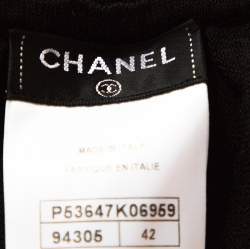 Chanel Black and Blue Cotton Blend Jacquard A Line Midi Skirt L