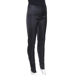 Pre Owned Chanel Black Silk Blend Fitted Trousers S
