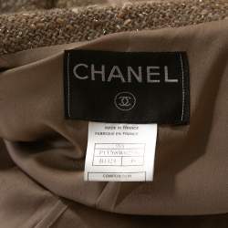 Chanel Brown Wool Tweed Lurex Detail Cropped Jacket M