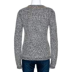 Chanel Monochrome Alpaca Wool Studded Boucle Cardigan M