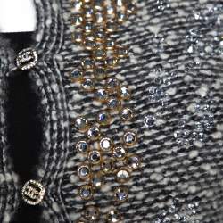 Chanel Monochrome Alpaca Wool Studded Boucle Cardigan M