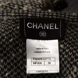 Chanel Monochrome Alpaca Wool Studded Boucle Cardigan M