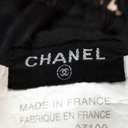 Chanel Vintage Black Quilted Silk Velcro Detail Skirt S