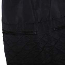 Chanel Vintage Black Quilted Silk Velcro Detail Skirt S