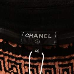 Chanel Terracotta & Black Knit Antique Grecian Print Maxi Dress M