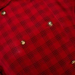 مملوكة مسبقًا Chanel Red Printed Silk Button Front Long Sleeve Shirt M