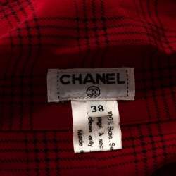 مملوكة مسبقًا Chanel Red Printed Silk Button Front Long Sleeve Shirt M