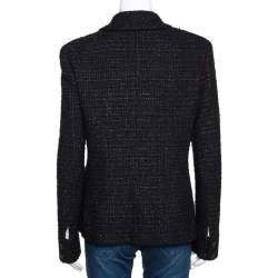 Chanel Black Tweed Single Button Tailored Jacket L