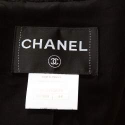 Chanel Black Tweed Single Button Tailored Jacket L