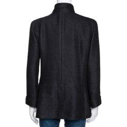 Chanel Black Silk Sequin Embellished Double Breasted Jacket L 