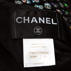 Chanel Black Silk Sequin Embellished Double Breasted Jacket L 