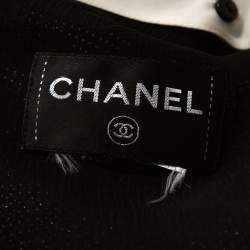 Pre Owned فستان شانيل لوركس مونوكرومي قطن مخلوط بياقة مقاس متوسط (ميديوم) 