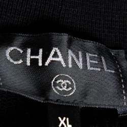 Chanel Black Printed & Embellished Cotton Long Sleeve Sweatshirt XL