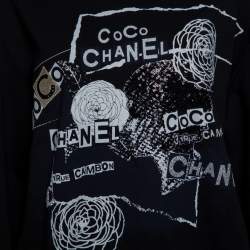 Chanel Black Printed & Embellished Cotton Long Sleeve Sweatshirt XL