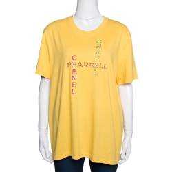 Chanel X Pharrell Yellow Embellished Cotton Short Sleeve T-Shirt L Chanel