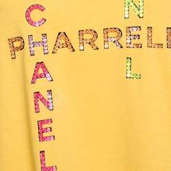 Chanel X Pharrell Yellow Embellished Cotton Short Sleeve T-Shirt L