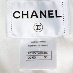 Chanel Off white Ribbed Cotton Button Front Jacket S