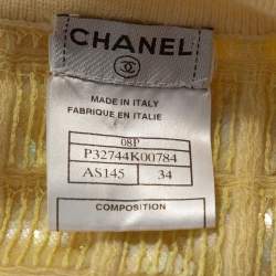 Pre Owned Chanel Yellow Sequined Cashmere Button Front Cardigan S