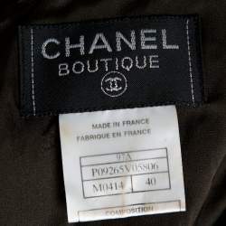 Pre Owned Chanel Olive Green Mohair Blend Tweed Midi Dress M