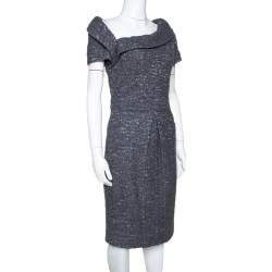 Chanel Grey Wool Felted Midi Dress M