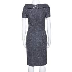 Chanel Grey Wool Felted Midi Dress M