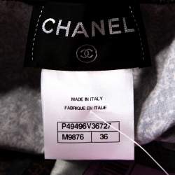 Chanel Navy Blue Monogram Print Cotton Fringed Halter Dress S