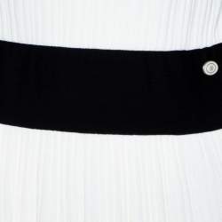 Pre Owned Chanel White Rib Knit Contrast Trim Detail Mini Dress S