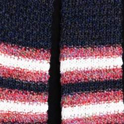 Chanel Blue Cotton Blend Striped Open Front Cardigan M