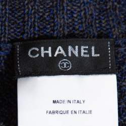 Pre Owned Chanel Blue Cotton Blend Striped Sleeveless Top M