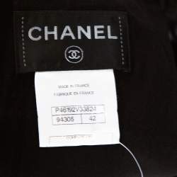 Pre Owned فستان شانيل نايلون أسود بشبكة مجسم مقاس كبير (لارج)