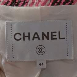 Chanel Multicolor Checked Tweed Cropped Belted Jacket L