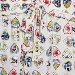 Pre Owned توب شانيل كريمي طباعة فالانتين مضلع بلا أكمام مقاس كبير - لارج