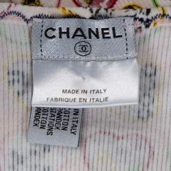 Pre Owned Chanel Pink Valentine Print Ribbed Cotton Sleeveless Top L