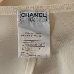 مملوكة مسبقًا Chanel Cream Ruffled Button Front Cropped Blouse L