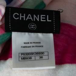 Pre Owned Chanel Multicolor Abstract Printed Knit Turtleneck Top S