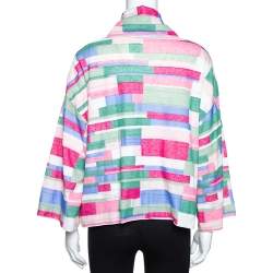 Pre Owned Chanel Multicolor Abstract Printed Knit Turtleneck Top S