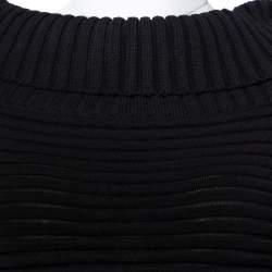 Pre Owned Chanel Black Rib Knit Turtle Neck Dress S
