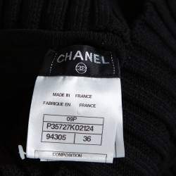 Pre Owned Chanel Black Rib Knit Turtle Neck Dress S